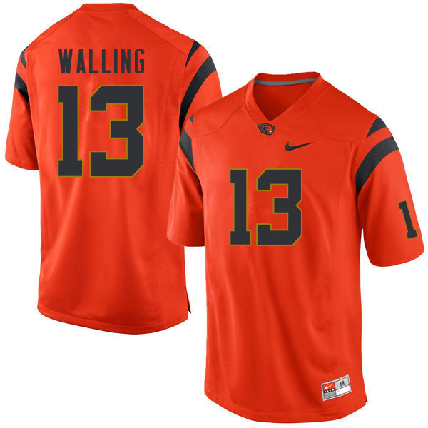 Men #13 Junior Walling Oregon State Beavers College Football Jerseys Sale-Orange - Click Image to Close